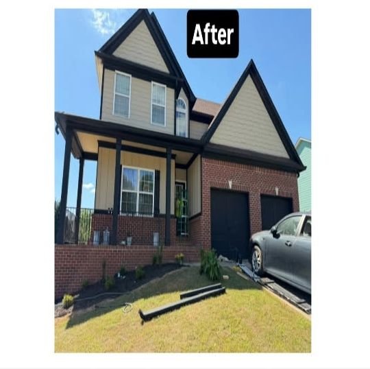 Home exterior painting before, during, and after